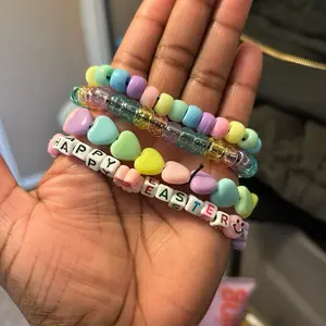 Easter Kandi Singles Set - Colorful Beaded Bracelets with "Happy Easter" Design for Festive Celebrations