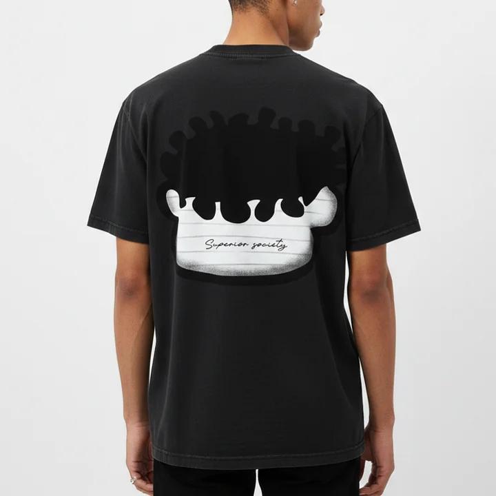 Sopula Studio Men's Vintage Big Face Cotton Graphic T-Shirt  funny Streetwear Crewneck