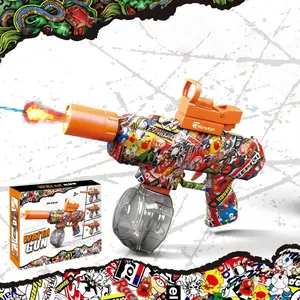 Graffiti Light-up Electric Water Gun for Kids, Automatic Continuous Fire Water Blaster with Large Capacity Drum Magazine, Long Range Squirt Gun Toy for Summer Outdoor Pool Beach Water Battle, Boys & Adults, Automatic Water Blasts