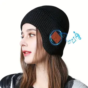 New Elegant Wireless Music Earpad Hat - Warm, Stretchy Knit Cap with Built-In Headphones for Outdoor Activities, Noise Cancelling for Calls, Type-C Rechargeable, Ideal for Skiing & Snowboarding, Winter Headwear | Sporty Headgear | Stretchy Fabric Cap