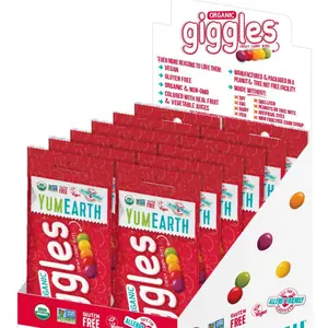 YumEarth Organic Fruit Flavored Giggles Chewy Candy Bites, 2oz (Pack of 12), Allergy Friendly, Gluten Free, Non-GMO, Vegan, No Artificial Flavors or Dyes