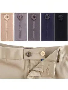 5-Piece Pants Extension Set, Metal Button Extenders, Elastic Waistband Adjuster, Long Hook, Practical Sewing Tools for Clothing Modification