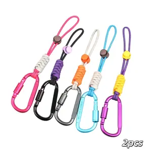 Paracord Keychain Carabiner Clip, Detachable Buckle D Ring Metal Hook, Lanyard Hanger Stroller Hook, Water Bottle, Key, Backpacks
