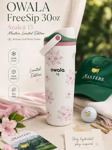 OWALA FreeSip 30.oz “Azalea 13” Masters Limited Edition – Release Golf Water Bottle