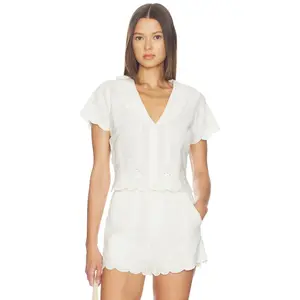 Show Me Your Mumu Lyla Top in White Eyelet Embroidery White Eyelet Embroirdery