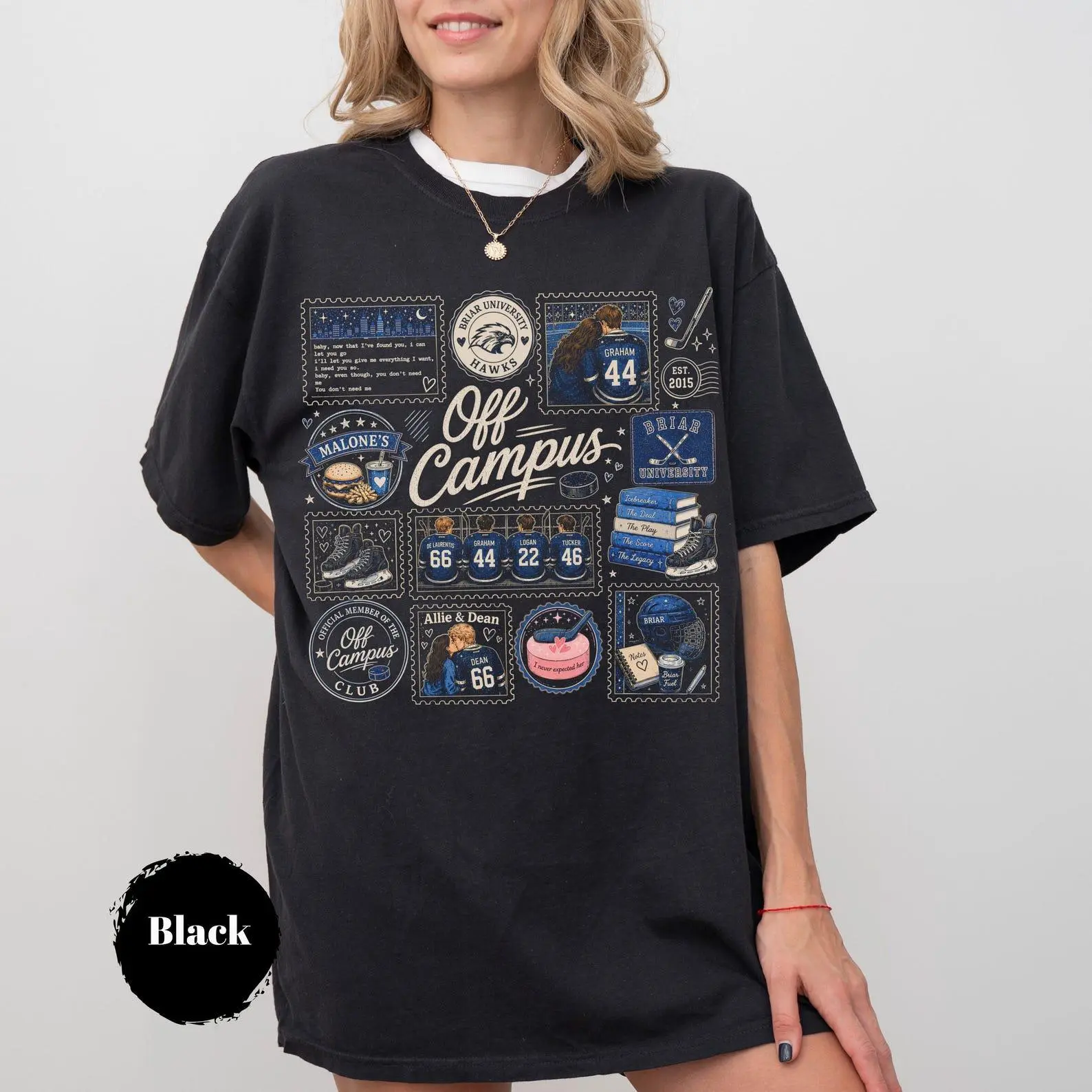 Off Campus Hockey Stamps Shirt, Briar University Hockey Graphic Tee, Hockey Romance Reader Shirt, Graham 44 Bookish Gift