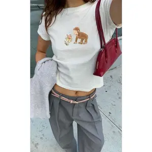 Y2k Curious George Monkey - Aesthetic Baby Tee, Kids Tee, Inspired Cartoon Top