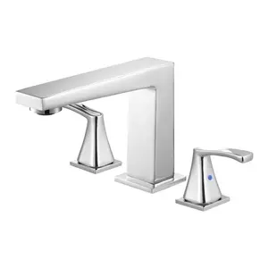 VEVOR Roman Tub Faucet, 3 Hole Waterfall Bathtub Faucet, Bath Tubs Faucets Set with 2 Handles, Roman Tub Faucets Deck Mount for Pet Washing, Baby Care, Adult Bathing, Silver, Right-Angle Tub Faucet