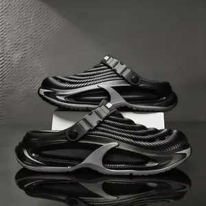 Cyberpunk Wave Clogs for Men Women | Techwear Ripple Sandals | Breathable Hollow-Out Streetwear Mules | Non-Slip Futuristic Garden Shoes | Large Size 36-49