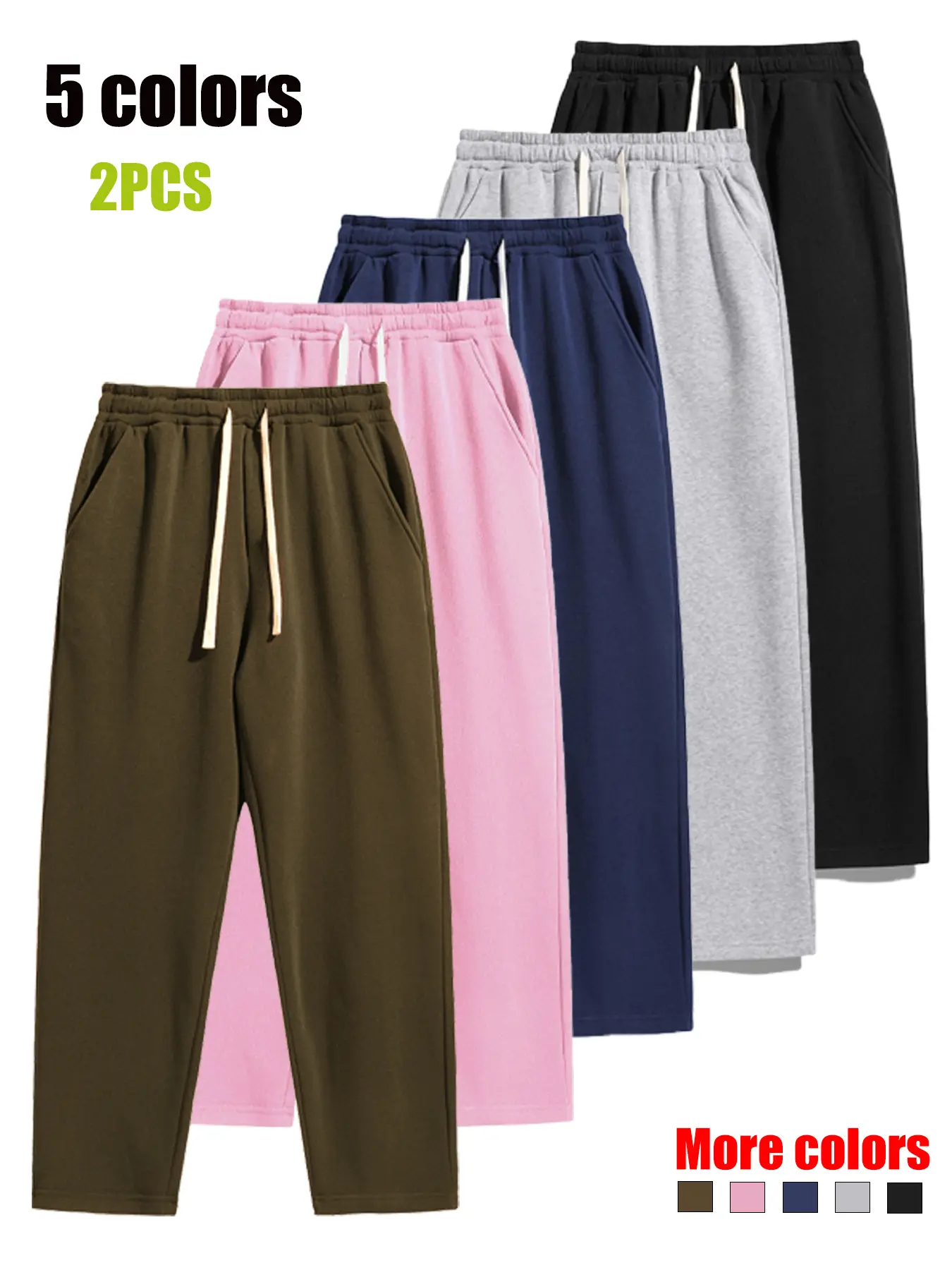 Men’s two-piece solid-color comfortable sweatpants set, casual long pants, standard size, warm-up multi-sport long pants, versatile for all seasons, ideal choice for autumn/winter activities, comfortable men’s pants, solid-color men’s pants. Fashion Plain