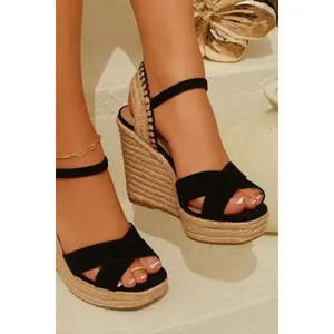 Sol Caliente Espadrille Wedges - Black
