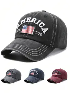 American Flag Embroidered Baseball Cap, Snapback Cap, Est 1776 Design, Soft Top Hat for Men & Women, Casual Outdoor Sun Protection, Adjustable Hat