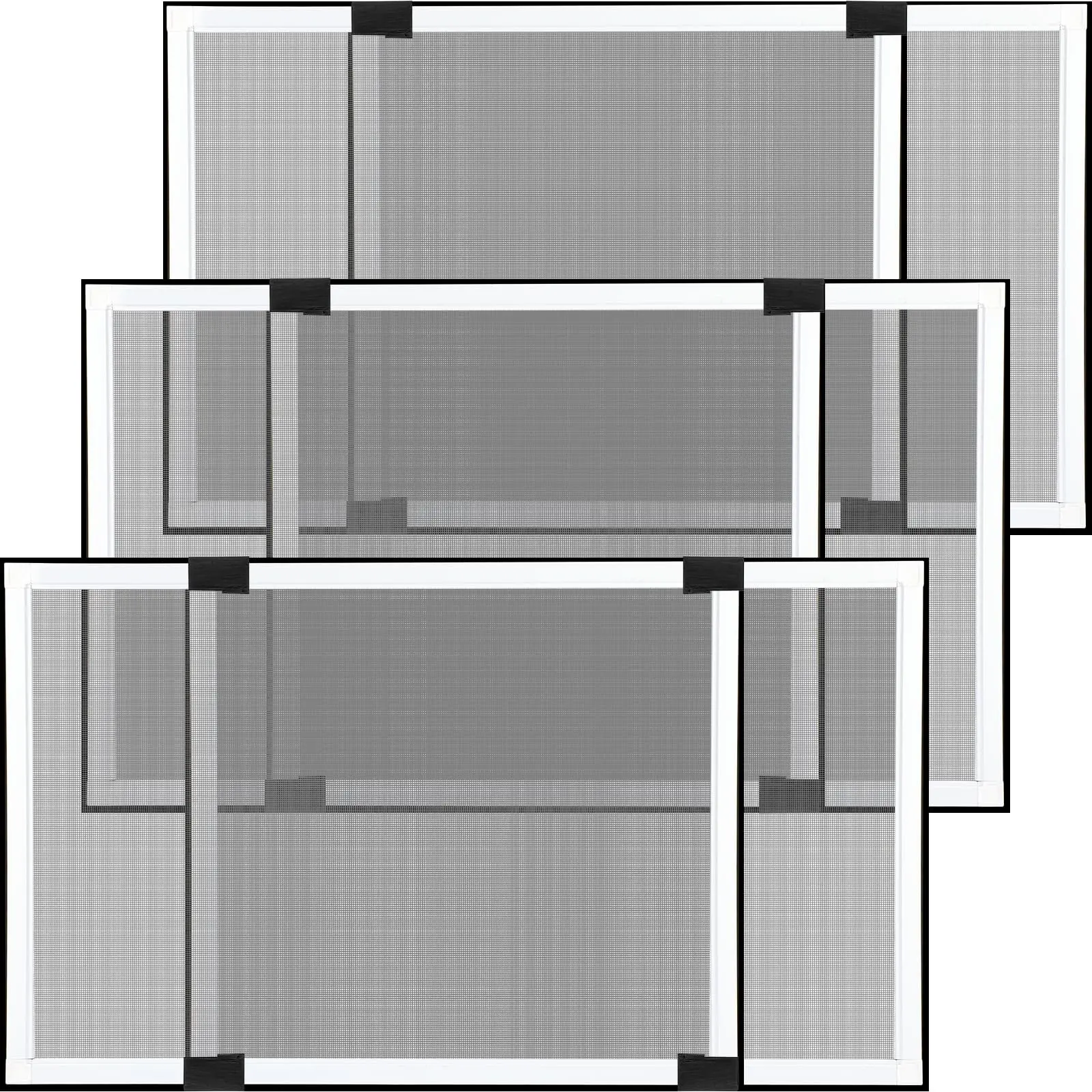 3 Expandable Window Screens 21.7 H" X 28-52 W" Large Adjustable With Aluminum Frame White Replacement Screen For House Windows Horizontal Slide Pre Framed