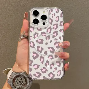 Trendy Magnetic Case for iPhone11/12/13/14/15/16/17/promax, Pink leopard print Ultra Slim, MagSafe Support, Shockproof | Playful & Fun Style