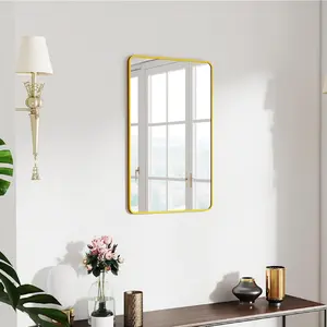 16x24 Rectangle Mirror Full Length Wall Mounted Hanging or Against Wall Metal Frame Dressing Make-up Mirrors for Entryway Bedroom Bathroom Living Room 16 24 inch