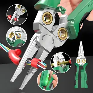 8-in-1 Electrician's Dream Pliers with Voltage Tester, LED Alarms, and Precision Cutting for Wire Stripping, Cutting, and Pulling - Hardware