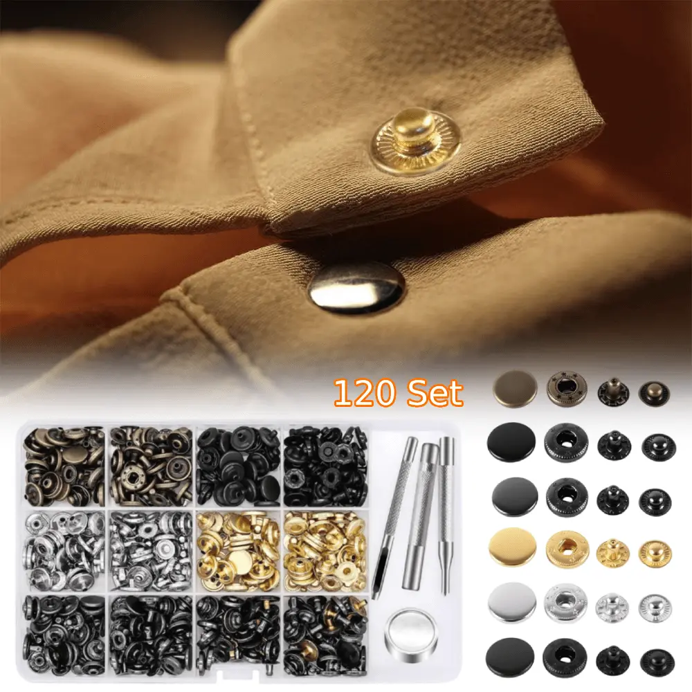 120 Sets Leather Snap Fasteners Kit,12.5 mm Metal Press Studs Buttons with Installation Tools & 6 Color for Clothes,Jackets,Canvas & Leather Crafts,Halloween Christmas Party Gifts,Tools & Hardware