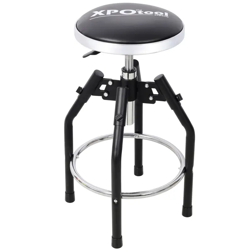 Durable Heavy-Duty Adjustable Hydraulic Stainless Steel Workshop Stool - 360-Degree Rotation, 330 lbs Capacity, Padded Surface, Foot Rest Stool, 18.00 lbs, 30 – 34 In Height Range, 16.50x16.50 in Base Dimensions