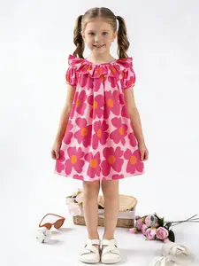 Summer Girls' Floral Print Dress, Cute A-Line Round Neck Sleeveless Dress, Sweet Style for Ages 1-8, Perfect for Casual Wear