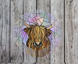 Highland Cow Stained Glass Windspinner