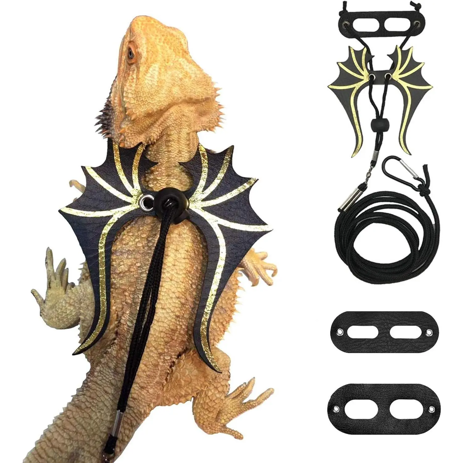 Bearded Dragon Lizard Leash Harness - 3 Size Pack Dinosaur Wing Lizard Harness Leash for Bearded Dragon Lizard Reptiles