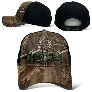 Hunter Deer Camo Outdoor Baseball Cap, Embroidered, Curved Brim