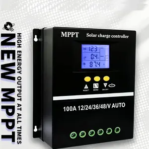 MPPT Solar Charge Controller for Home Solar Panels, LCD Display, Intelligent Battery Regulator, Dual USB Input, Compatible with Lead-Acid/Lithium Batteries, Solar Panel