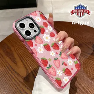 Phone Case for iPhone 16 Plus 15 Pro Max 14 13 12 11 Simple Strawberry Pattern Non-Yellowing Shockproof Soft Silicone Transparent Cover