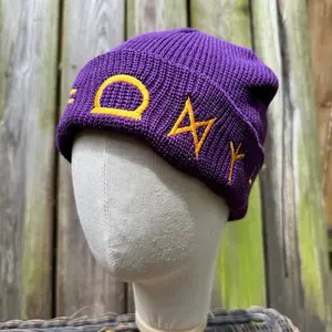 Cult of Mathilda Runic Embroidered Knit Beanie - Soft and Cozy Winter Accessory