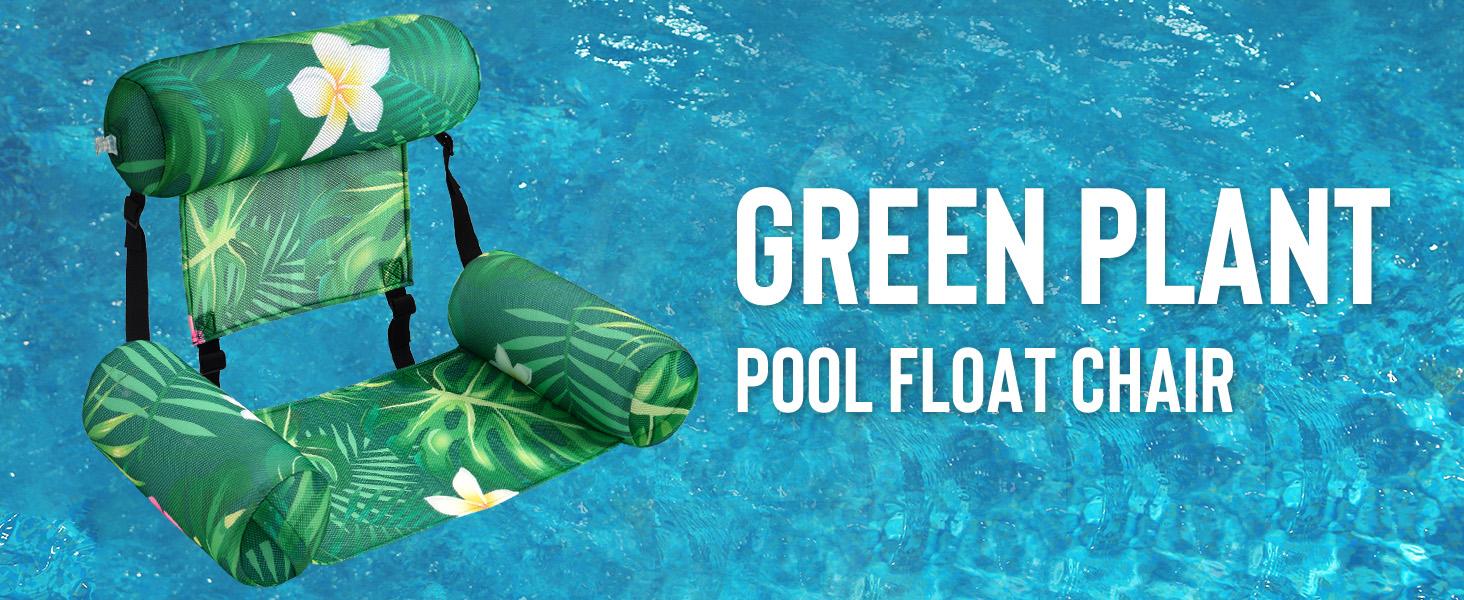 WERNNSAI 2 Pack Inflatable Pool Float Chair with CUP-HOLDER for Adults & Kids,  Pool Floaters Lounge Chair with Tropical Leaf Design, Heavy Duty PVC Oxford Cloth Adjustable Straps, Pool Floaties Summer Pool Party Beach Lake Vacation Gifts  MemorialDay