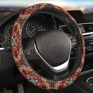 1pc Bohemian retro-style steering wheel cover, 15inch universal neoprene steering wheel cover, car interior decoration