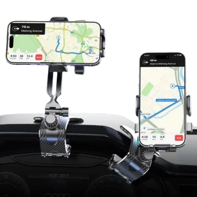 Height Adjustable Car Phone Holder Mount, 360 Degrees Rotation Dashboard Phone Holder Stand [Upgrade Clip Never Fall], Universal Car Phone Mount for iPhone Samsung Google Nokia All 4 to 7" Smartphones