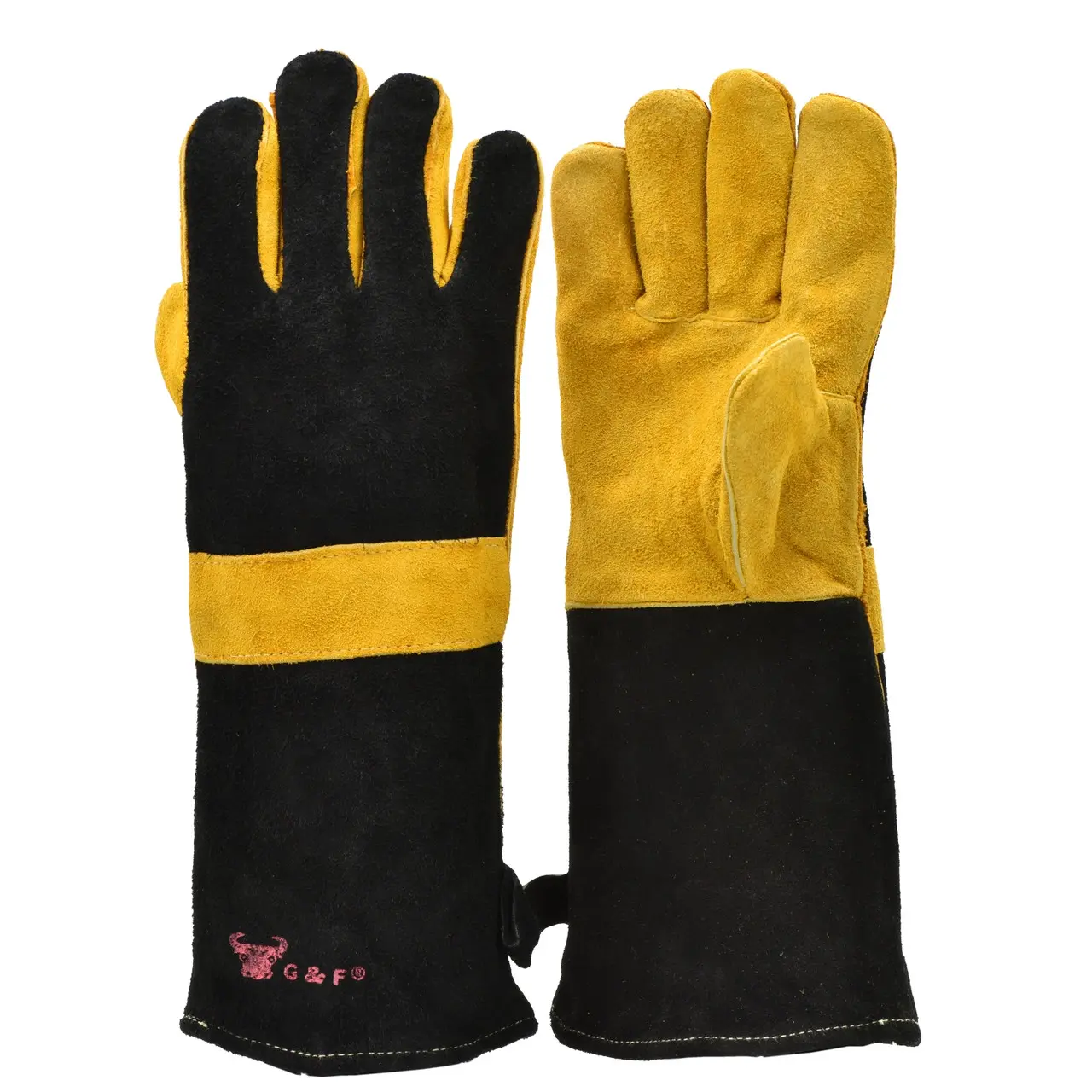 G & F Products Store Premium Leather Gloves, BBQ gloves, Grill and Fireplace Gloves, Cotton lining with Kevlar stitch, Heat Resistant Gloves, animal handling gloves, bite-proof gloves