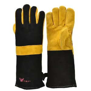 G & F Products Store Premium Leather Gloves, BBQ gloves, Grill and Fireplace Gloves, Cotton lining with Kevlar stitch, Heat Resistant Gloves, animal handling gloves, bite-proof gloves