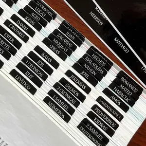 Spanish Laminated  Tabs, pestanas para biblia en espanol,  Large Print Stickers, Easy to Read and Apply  Tabs for Women and Man (Spanish Black)