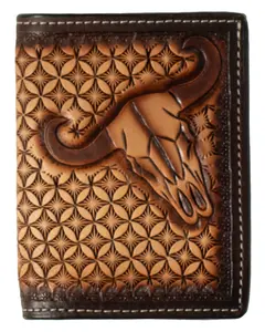3D Cow Skull Tri Fold Wallet
