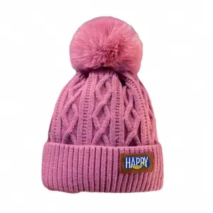 Women's Winter Plush Warm Woolen Hat, Trendy Knitted Ball Cap, Versatile Thickened Cold Hat