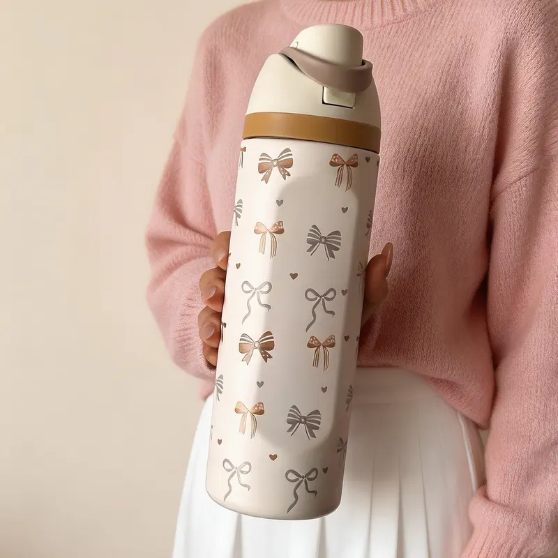 Multicolor Bowknot Stainless Steel, 24/32/40oz, Includes Straw, Cold and Heat Retention, Travel Water Bottle, Unique Gift, Stainless Vacuum Flasks