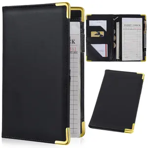 Server Books for Waitress Cute Waitress Book with  Pocket Leather Server Book with Zipper Wallet Black Serving Book Organizer Fit Server Apron