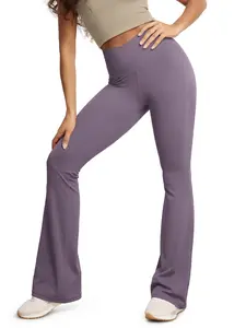 ODODOS Cloud Feeling Crossover High Waist Flared Pants for Women, Bootcut Yoga Pants with Back Pocket-30/32" Inseam