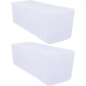 2 Pack White Fitted Tablecloths for 6 Foot Rectangle Tables, White Table Covers for Weddings, Banquets, or Restaurants