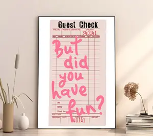 But Did You Have Fun print Guest Check poster Bar cart decor Funky wall art Trendy retro print Preppy room decor Apartment Decoration Ornaments Artistic Photo