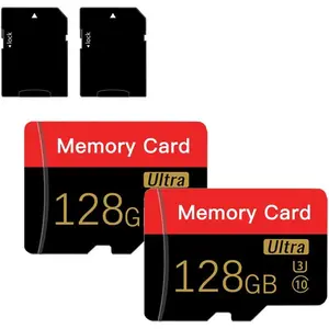 2 Pack  Memory Card 128 GB with Adapter, C10/U3/UHS-I/A1, TransFlash Card, TF Card for Camera, Smartphone, Tablet, Drone (Red 128GB *2)