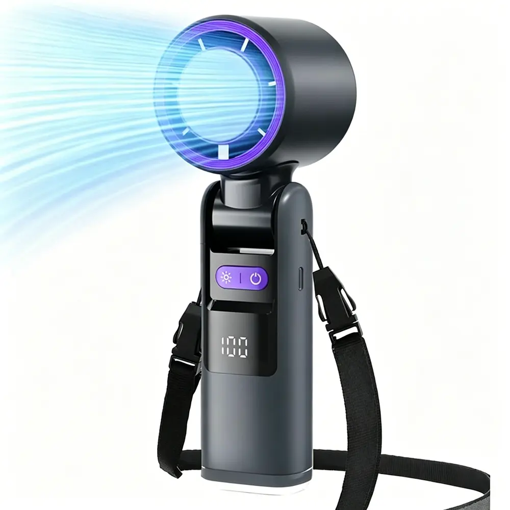 4000mAh Portable Handheld Turbo Fan, 199 Gear High Speeds Foldable Fans, LED Display, Powerful Turbo Cooling Airflow, USB Chargeable Fan, for Outdoor Activities, Travel, Working