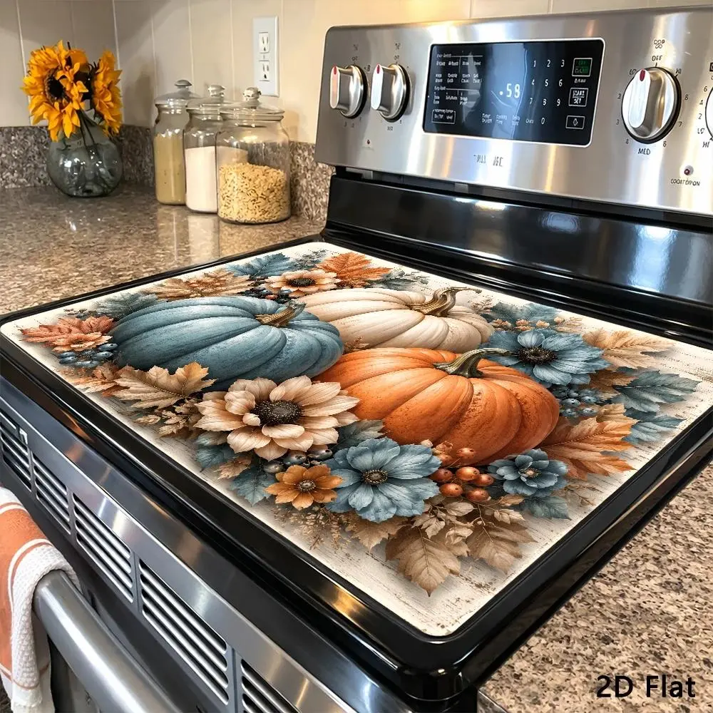 2D Flat Stove Top Cover Mat, Heat-Resistant & Oil-Proof Cooktop Protector, Reusable Durable Kitchen Counter Mat for Electric & Gas Stoves, Oven, Washer, Dryer, Glass Tabletop & Coffee Maker