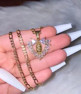CZ Mary Heart Necklace