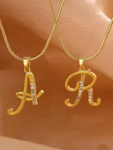 Bohemian Style Letter Necklace, 14k Gold Plated Chic Initial Pendant Necklace, Minimalist Layering Delicate Choker Jewelry for Women