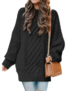 MOSHU Oversized Sweaters for Women Cable Knit Chunky Pullover Sweater