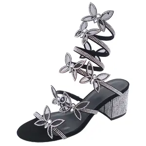 LARINA-208 Women's Heel Rhinestone Embellished Chunky Heel