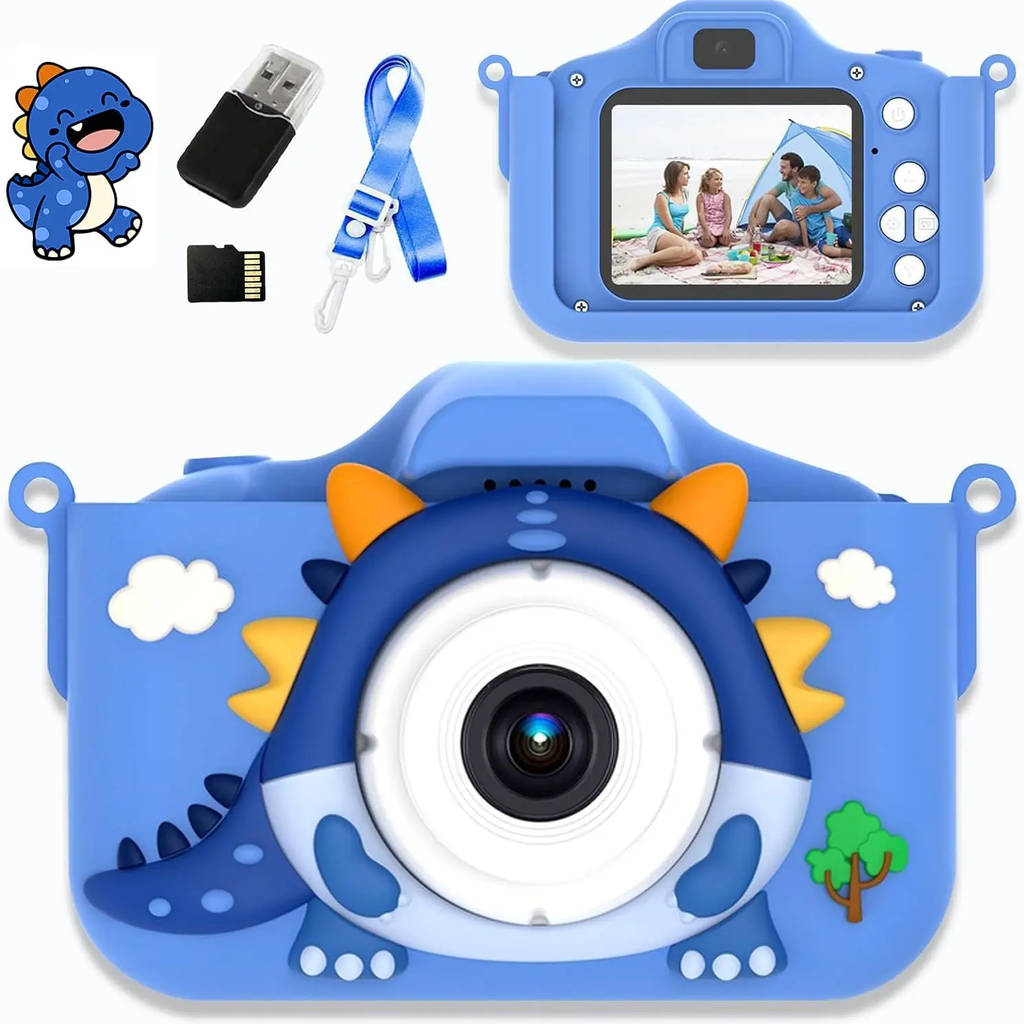Cartoon Dinosaur Digital Camera, Cute Video Recording Toy, Kids Point and Shoot Camera, Boy Girl Birthday Christmas Gift